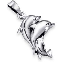 Materia Kettenanhänger Damen Silber Delfin Familie 45-60cm KA-345, 925 Sterling Silber von Materia