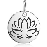 Materia Kettenanhänger Damen Silber Lotus Blume Blüte floral rund KA-3, 925 Sterling Silber von Materia