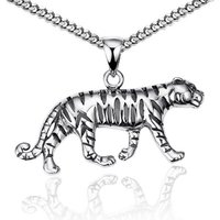 Materia Kettenanhänger Herren Tiger / Raubkatze geschwärzt KA-57, 925 Sterling Silber, rhodiniert von Materia