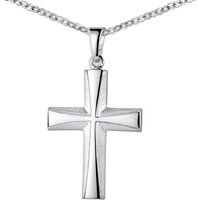 Materia Kettenanhänger Kreuz Silber satiniert KA-22-Silber, aus 925 Sterling Silber, rhodiniert von Materia