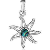 Materia Kettenanhänger Silber Sonne Perlmutt Grün Ø14mm KA-506, 925 Sterling Silber von Materia