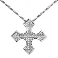 Materia Kettenanhänger Tolosaner Kreuz heraldisch mit Zirkonia weiß KA-432, 925 Sterling Silber, rhodiniert von Materia
