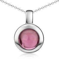 Materia Kettenanhänger Turmalin Edelstein Anhänger Pink Rosa rund KA-38, 925 Sterling Silber von Materia