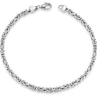 Materia Königsarmband Herren Silber 3mm diamantiert SA-36, 925 Sterling Silber, rhodiniert von Materia