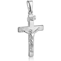 Materia Kreuzanhänger Damen Herren Silber Kreuz Jesus KA-9, 925 Sterling Silber, rhodiniert von Materia