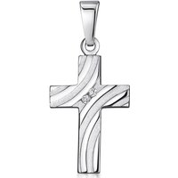 Materia Kreuzanhänger Damen Mädchen Silber Kreuz Zirkonia Religion KA-29, 925 Sterling Silber, rhodiniert von Materia