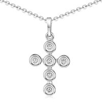 Materia Kreuzanhänger Damen Mädchen Silber Zirkonia Kreuz Hochglanz KA-118, 925 Sterling Silber, rhodiniert von Materia