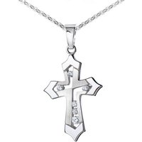 Materia Kreuzanhänger Damen Silber Matt Zirkonia Weiß Religion KA-117, 925 Sterling Silber, rhodiniert von Materia