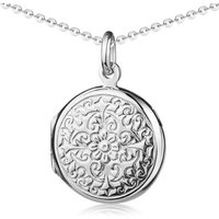 Materia Medallionanhänger Damen Medaillon Silber Blumen Ornamente KA-186, 925 Sterling Silber von Materia