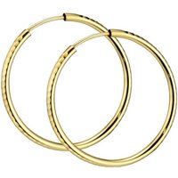 Materia Paar Creolen Damen Ohrringe Gold flexibel Ø30mm GO-5, 585 Gelbgold, diamantiert von Materia