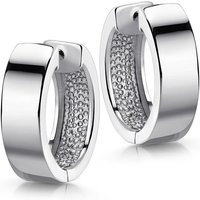 Materia Paar Creolen Damen Silber breit Ø18mm SO-376, 925 Sterling Silber, rhodiniert von Materia