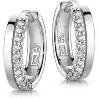 Materia Paar Creolen Damen Zirkonia 14mm SO-433, aus 925 Sterling Silber, rhodiniert von Materia