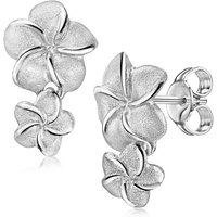 Materia Paar Ohrhänger Blumen Blüten Ohrringe hängend matt SO-29, 925 Sterling Silber, diamantiert von Materia