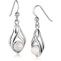 Materia Paar Ohrhänger Mondstein Ohrringe Silber Damen keltisch weiß SO-297, 925 Sterling Silber von Materia