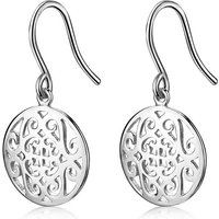 Materia Paar Ohrhaken Damen Silber Ornament Orientalisch Rund 15mm SO-58, 925 Sterling Silber, rhodiniert von Materia