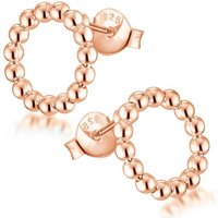 Materia Paar Ohrstecker Damen Ohrstecker Rosegold Kreis Kugeln Ø11mm SO-408, Sterlingsilber, rosevergoldet von Materia