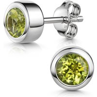 Materia Paar Ohrstecker Edelstein Peridot Grün klein Ø7mm SO-492, 925 Sterling Silber, rhodiniert von Materia