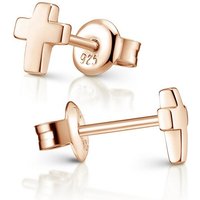 Materia Paar Ohrstecker Kreuz Rosegold klein SO-440, 925 Sterling Silber, vergoldet von Materia