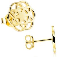 Materia Paar Ohrstecker Lebensblume / Blume des Lebens SO-384-gold, aus 925 Sterling Silber, vergoldet von Materia