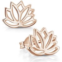 Materia Paar Ohrstecker Lotusblume / Lotusblüte Rosegold SO-208, 925 Sterling Silber, vergoldet von Materia