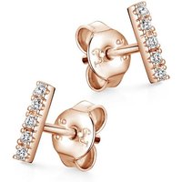 Materia Paar Ohrstecker Ohrringe Damen Rosegold Zirkonia SO-447, 925 Sterling Silber, vergoldet von Materia