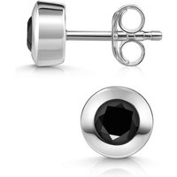 Materia Paar Ohrstecker Onyx Edelstein Ohrringe Schwarz facettiert Ø7mm SO-155, 925 Sterling Silber von Materia