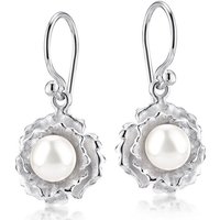 Materia Perlenohrringe Blume / Blüte creme-weiß SO-267, aus 925 Sterling Silber von Materia