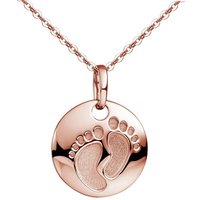 Materia Runder Anhänger Damen Rosegold Baby Füße Geburt KA-454, Sterlingsilber, rosevergoldet von Materia