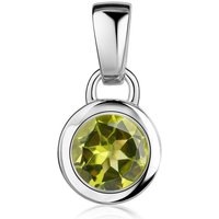 Materia Runder Anhänger Damen Silber Edelstein Peridot Grün Ø8mm KA-505, 925 Sterling Silber, rhodiniert von Materia