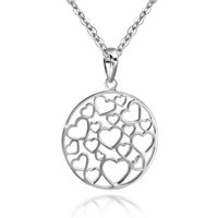 Materia Runder Anhänger Damen Silber Herzen Liebe Rund Ø25mm KA-320, 925 Sterling Silber, rhodiniert von Materia