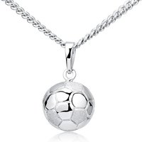 Materia Runder Anhänger Fußball 3D Ball Sport Hochglanz KA-461, 925 Sterling Silber, rhodiniert von Materia