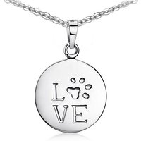 Materia Runder Anhänger Silber Schriftzug Love mit Tierpfote KA-270, 925 Sterling Silber von Materia