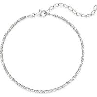 Materia Silberarmband Damen Herren S-Panzerkette filigran 18-23cm SA-25, 925 Sterling Silber, rhodiniert von Materia