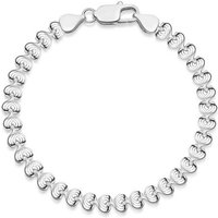 Materia Silberarmband Damen Herzarmband Liebe 5mm 17-21cm SA-73, 925 Sterling Silber von Materia