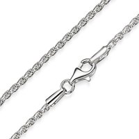 Materia Silberkette Damen Silber Kordelkette gewalzt 40-80cm K42, 925 Sterling Silber von Materia