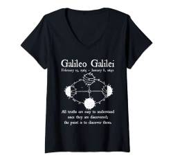 Damen Galileo Moon Phasen Discover Truth Math Science Teacher Geek T-Shirt mit V-Ausschnitt von MathWare