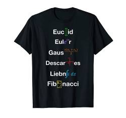 Mathematik-Symbole Euclid Euler Gauss Descartes Leibniz Fibonacci T-Shirt von MathWare