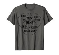 Nerdy Funny Venn Diagramm Nerd Geek Dork Mathematiklehrer T-Shirt von MathWare