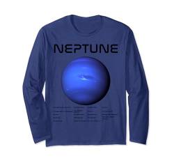 Nerdy Neptun Astronomie Wissenschaft Planeten Sonnensystem Fakten B Langarmshirt von MathWare