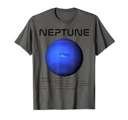 Nerdy Neptun Astronomie Wissenschaft Planeten Sonnensystem Fakten B T-Shirt von MathWare