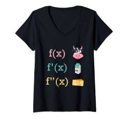 Damen Mathe Spaß Kuh Milch Käse Ableitung Infinitesimalrechnung T-Shirt mit V-Ausschnitt von Mathematik Studenten Lehrer Mathe Studium Geschenk
