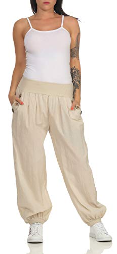 MATYFASHION stylische Damen Haremshose, Sommerhose leicht und luftig, Pumphose aus 95% iger Baumwolle BF 00106 (One Size, Beige) von Matyfashion Collection