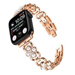 Maucoray Uhrenarmband kompatibel mit Apple Watch, Schmuck-Metall-Armband, Ersatzzubehör für iWatch Serie 9, 8, 7, 6, 5, 4, 3, 2, 1, SE Ultra/Ultra 2, 42/44/45/49mm, Metall von Maucoray