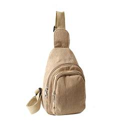 Damen Sling Bag Kleine Crossbody Tasche Cord Bauchtasche für Reisen Sport Laufen Wandern Umhängetasche, Kh, Medium von Mauqfra