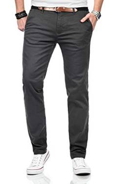 Maurelio Modriano Herren Designer Chino Stoff Hose Chinohose MM015 [MM-015-Anthrazit-W32-L30] von Maurelio Modriano