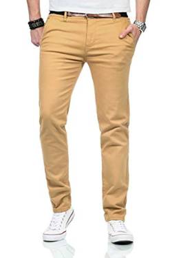 Maurelio Modriano Herren Designer Chino Stoff Hose Chinohose MM015 [MM-015-Beige-W32-L30] von Maurelio Modriano