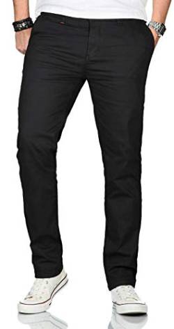 Maurelio Modriano Herren Designer Chino Stoff Hose Chinohose Stretch Regular Fit [MM-002-Schwarz-W33-L30] von Maurelio Modriano