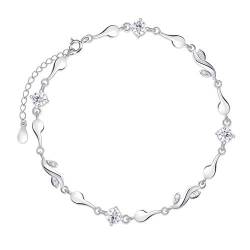 Maverton Damen Armband 925 Silber + personalisierte Geschenkbox mit Gravur - mit Kristallen - Geschenk für Frauen - Länge: 16-20 cm von Maverton