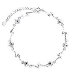 Maverton Glamour Infinity Damen Armband 925 Silber mit zarten Kristallen + personalisierte Geschenkbox mit Gravur - silberne Armkette für Frauen - Länge: 16-20 cm von Maverton