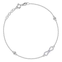 Maverton Infinity Damen Armband 925 Silber mit Unendlichkeitszeichen + personalisierte Geschenkbox mit Gravur - Armkette mit zarten Kristallen für Frauen - Länge: 16-20 cm von Maverton